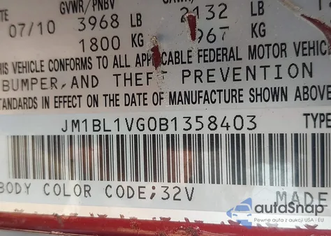 2011 Mazda Mazda3 I Touring z USA, uszkodzony, nr VIN JM1BL1VG0B1358403